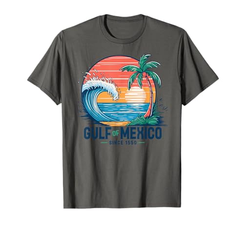 Gulf of Mexico Since 1550 Retro Vintage Beach Gulf of Mexico Maglietta