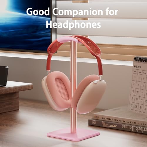 Image of Headphone Stand - Headset Stand with Aluminum Hanger, Headphone Holder for AirPods Max, Sony, Bose, Beats and More (Pink)