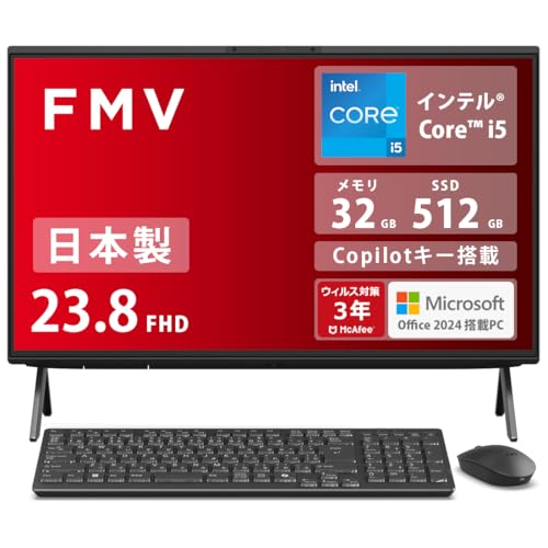 xm fXNgbvp\R ̌^ { FMV Desktop F WF1-K1 (MS Office 2024/CopilotL[/Win 11/23.8^/Core i5/32GB/SSD 512GB/X[p[}`hCu) AZ_WF1K