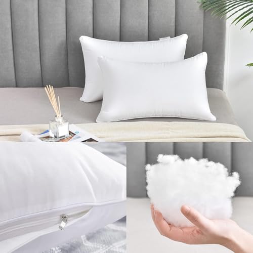 Image of FAVRIQ 14 x 22 Pillow Inserts (Set of 2) - Premium Square Interior Sofa Throw Pillow with 100% Cotton Cover - Decorative Pillow Insert Pair - White Couch Pillow
