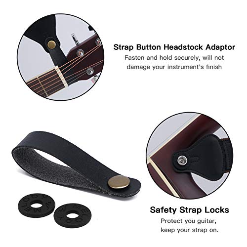 tifanso Guitar Strap, Soft Cotton Straps With 3 Pick Holders, Button Headstock Adaptor, 1 Pair Locks and 3 Picks Set For Electric/Acoustic Guitar(Coffee)