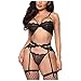 Produktbild N\A Frauen Spitzen Mesh sexy Dessous Set mit Spitze BH String Strumpfband Damen Reizwäsche Strapse Reizvolle Lingerie Unterwäsche Tanga