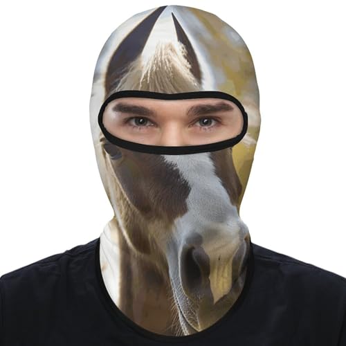 Balaclava para hombre y mujer máscara de esquí con diseño de pony caballo, máscara de cara completa para ciclismo miniatura 1