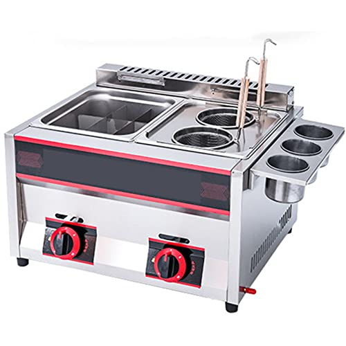 WOTZOV Freidora Comercial con Tapa, 2 freidoras de Doble Cilindro de 6 l, Cesta de Aceite extraíble de Acero Inoxidable 304 de Grado alimenticio, freidora de Aceite para pa，A