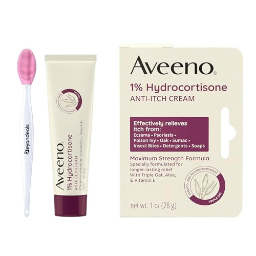 Image of Maximum Strength Hydrocortisone Cream 1%, Anti-Itch Cream with Triple Oat Complex, Aloe & Vitamin E, Anti Itch Cream, Includes Beyondeals Nose Cleaning Brush [Pack of 1]