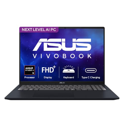 Image of ASUS Vivobook 16 (2026),AMD Ryzen AI 5 330,AMD Radeon iGPU,16GB RAM,512GB SSD,FHD+,16 inch(40 cm), Windows 11 Home,M365 Basic(1 Year),Office 2024,Quiet Blue,1.88 Kg,M1607KA-MB268WS, Thin & Light Laptop