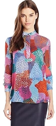 Anne Klein Women's Long Sleeve Tidepool Printed Blouse