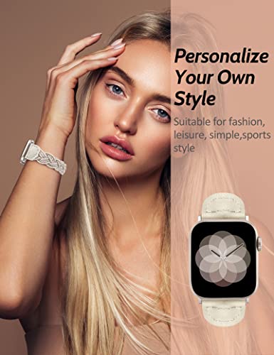 Image of Minyee Compatible with Apple Watch Band Braided 41mm 40mm 38mm 42mm 44mm 45mm 46mm 49mm Women,Solo Loop Stretchy Slim Elastic Woven Cute Bracelet Strap for iWatch Series 10 9 Ultra SE 8 7 6 5 4 3 2 1