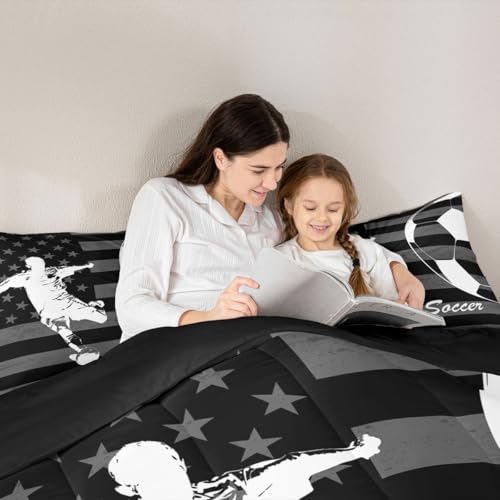 Image of Feelyou Soccer Comforter Set Twin Size 2 Pcs Kids Boys Girls
