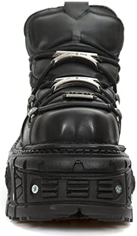 New Rock M-TANK106-C2 Men's Black 100% Leather Goth Platform Punk Fashion Ankle Boots Shoe 3 | Image 3