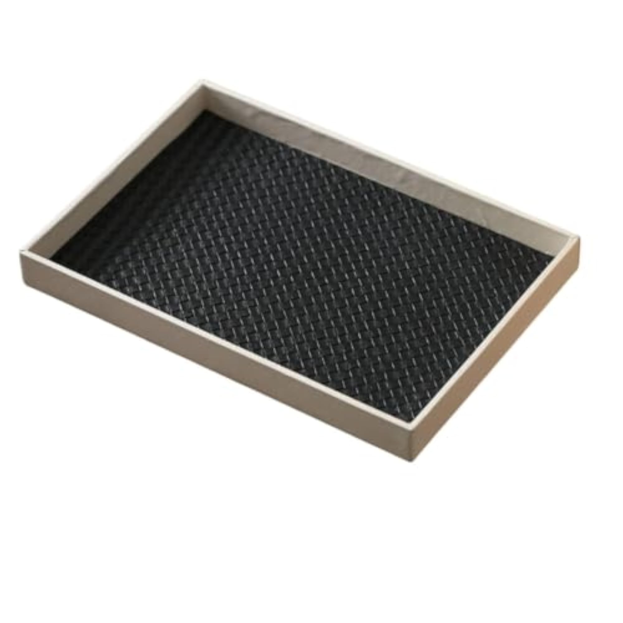 Leather-Look Decorative Tray with Woven Pattern