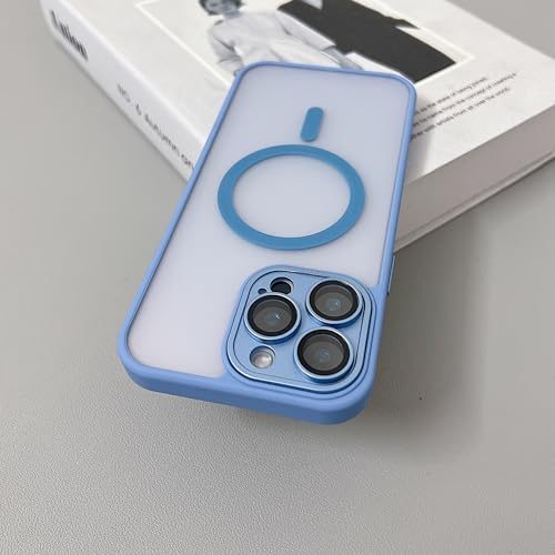 Coque iPhone 15 Pro Max magnétique mate antichoc Sierra Blue translucide