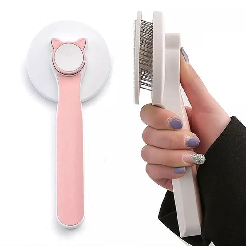 keskriva Dog Comb Brush Pet Grooming Brush Self Cleaning Slicker Brush for Dogs and Cats Pet Grooming Tool Dog Hair Cleaner Brush Comb Shedding Trimming Self Grooming Brush 1 PCS Multicolor 1