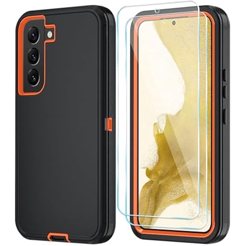 ONOLA for Samsung Galaxy S22 Plus Case, 3-Layer Cover, BlackOrange