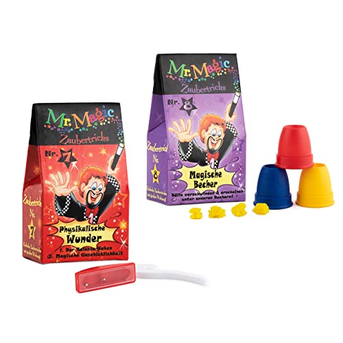 TRENDHAUS Mr. Magic Zaubertricks, 8X Mini-Zauberkasten für Kinder ab 6 Jahren, Zauberhafte Geschenke für den Kindergeburtstag