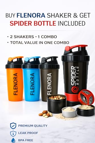Image of Buy One Get One Free - Protein Shaker Bottle 700ml with Mixer Ball & Leakproof Lid | Gym, Sports & Fitness Shaker for Protein Shakes, Smoothies & Pre-Workout (Orange Combo)