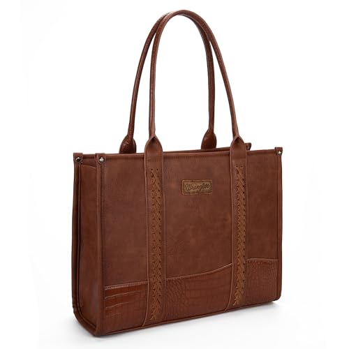 Montana West × Wrangler Tote Bag for Women Western Cow Print Purse Designer Top Handle Handbags, L Cocoa, Larg