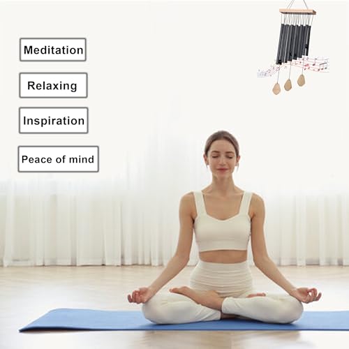 Image of 12 Square Pipe Wind Chimes for Home & Balcony | Metal Hanging Bells for Positive Energy & Home Decoration | Vastu & Meditation Decor Item - Black Finish