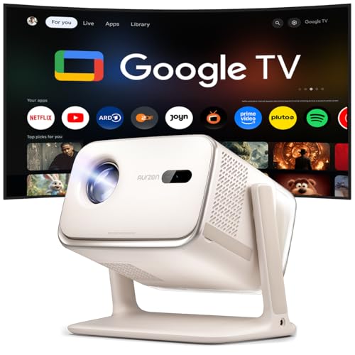 Aurzen Boom Mini vidéoprojecteur Intelligent 4 en 1 avec Google TV, 4 K, Prise en Charge du Home cinéma et du projecteur d'extérieur, Audio DoIby 20 W,...