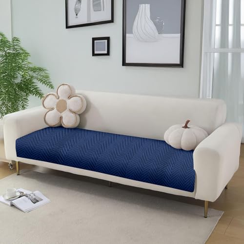 Image of Amazon Basics - Velvet Quilted Make Your Own Sofa Cover | 3 Seater | Multi-Layered Fabric | 180cm x 70cm | 350 GSM | Color - Navy Blue