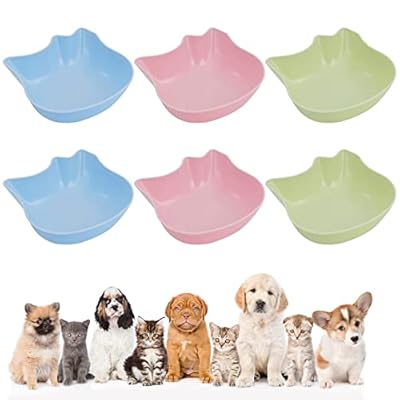 XINRUI 6 Pcs Cat Bowls Raised Anti-slip Kitten Bowls Multi-purpose Cat Food Bowls Plastic & Cute Pet Bowl Dishs for Pet Cat Dog Small Animal