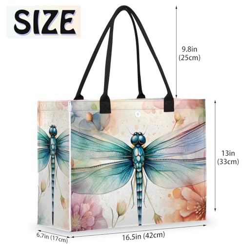 Dragonfly Daisy Tote Bag for Women Large Beach Bag Reusable Tote Bags for Work Travel Beach Shopping2