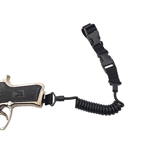 JINJULI Tactical Pistol Lanyard Sling Elastic Handgun Secure Spring Retention Rope Sling