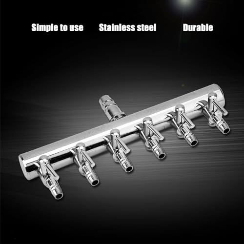 Image of 6 Way Aquarium Air Valve 8mm Turn to 4mm Flowair Splitter | Stainless Steel Aquarium Gang Valve for Air Pumps and Carbon Dioxide Equipment Shunt