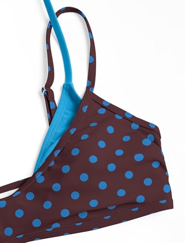 Image of ZAFUL Women's Polka Dot Bikini Set Double Layer Halter Swimsuit Colorblock Side Tie 2 Piece Bathing Suit