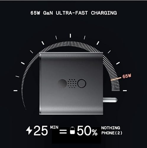 Image of CMF by Nothing Original Charger with Trio Port 65W Ultra-Fast Charging Charger Gan Tech Compatible with Nothing Phone 2A, CMF Phone 1, Nothing Phone 2 (Black)