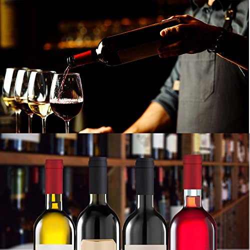 50 Pcs Wine Bottle Cork Stoppers T-Shape Wine Corks With Black Plastic Top, 50 Pcs Black Red Pvc Heat Shrink Capsules, Wine Bottle Seals And Tasting Cork For Wine Making Decor #TOP6