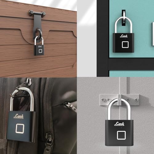 Image of Link Smart Bio-Mini Fingerprint Padlock - Keyless Biometric Lock | Morse Code Emergency Access, Rechargeable Battery, USB-C Backup - for Travel, Gym, Office, Luggage & Home Security-3 Years Warranty