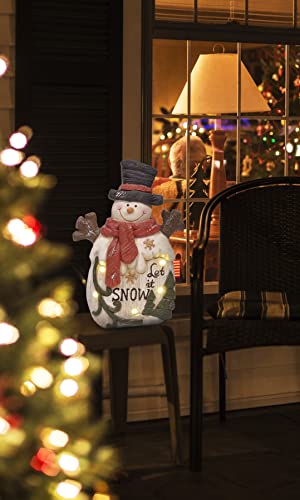 Mark Feldstein & Associates Resin Holiday Let It Snow Woodland Snowman Pre Lit Led Door Greeter Figurine, 15 Inch #TOP1