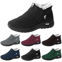 Winter Snow Boots for Women Fur Lined Warm Slip On Ankle Booties Outdoor Fashion Comfortable Wide Fit Non Slip Walking Boots Lightweight Thermal Short Boot