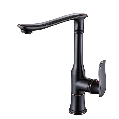 ZYCHSJXA Kitchen Faucet Copper Antique Vegetable Basin Rotatable Hot and Cold Water Sink Black
