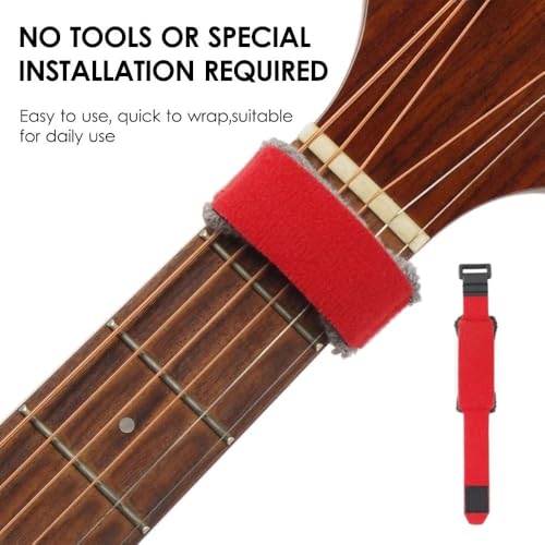 Image of ‌2Pcs Guitar String Mute Dampener - Stretch Fretboard Mute Band for Acoustic, Electric & Bass Guitars, Noise Reducer Practice Tool