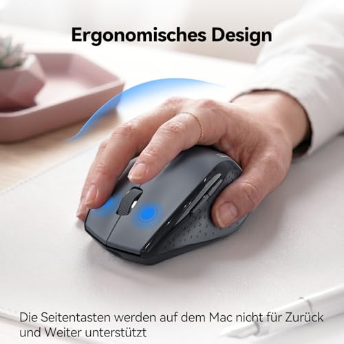 TECKNET PRO Bluetooth Maus Kabellos(2 BT 5.0+ 2,4 GHz) 6400 DPI Funkmaus – Ansicht 6
