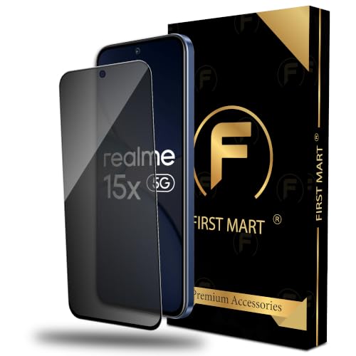 Image of FIRST MART Military-Grade Privacy Tempered Glass for Realme 15x, Realme C85 and Narzo 90x - 9H Screen Protector, Anti-Spy Protection, Scratch-Resistant, HD Clarity (1 Pack)