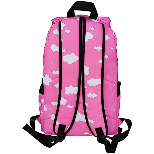 Canvas Pink Cute Stars Cloud Backpack BookBag Laptop Backpack Travel Bag Rucksack Satchel Bag Kawaii Bag4
