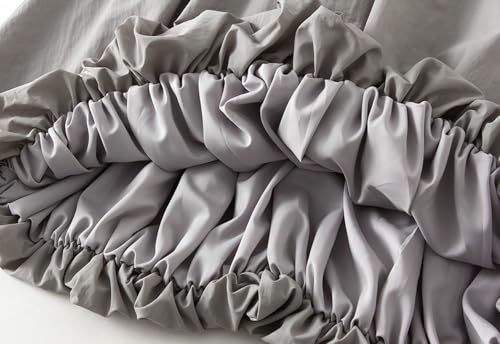 Womens Casual Lantern Skirts Elastic Waist Bubble Pompom Skirt Pleated A-Line Skirts Fluffy Fashion Party Skirt Gray2