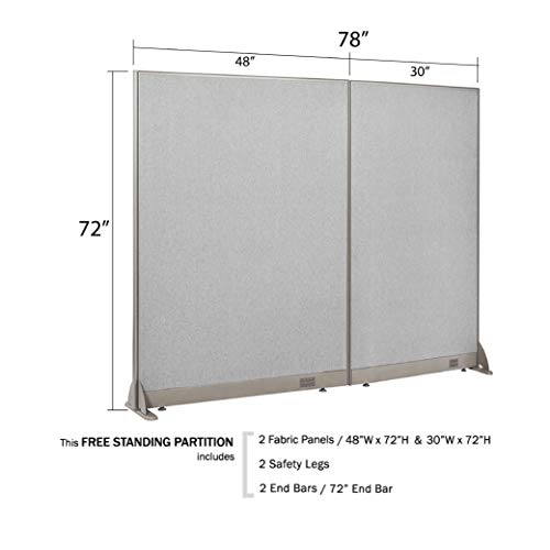 Gof Freestanding Office Partition, Large Fabric Room Divider Panel, 78" W X 72" H #TOP1