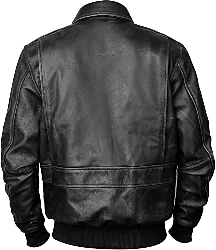 Mens G-1 Leather Air Force A2 Flight Jacket - WW2 US Army Officer Pilot Distressed Coat4
