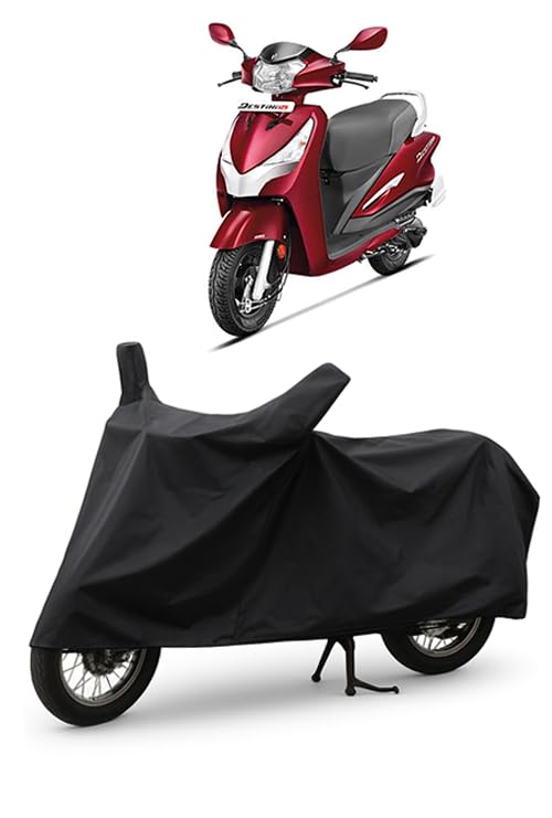 Image of DAXO Waterproof Scooty Cover for Hero Destini 125 | All Weather Protection from Rain, Dust, UV Rays & Scratches with Mirror Pockets & Buckle Belt | Destini 125 Scooty Cover