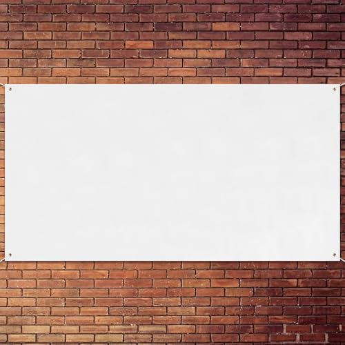 Image of Zonon Large Blank Banners And Signs Polyester Oxford Cloth Sublimation Banner To Decorate With Hanging Rope For Indoor Wall Outdoor Easy to Hang DIY Signs For Business Office(White,5 x 8 Feet)