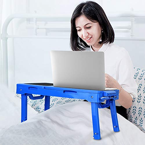 Mesa para portátil ajustable con ventilador y luz LED miniatura 2