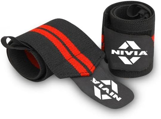 NiviaWeight Lifting Wrist Support with Thumb Loop Strap for Gym,Workout & Strength Training Exercise/Made of Velcro and Elastic Band for Men & Women - (Beginners)