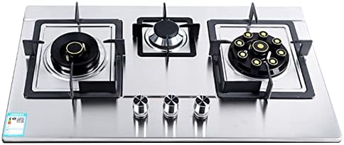 Stainless Steel Gas Countertop Stove, Built-in Gas Cooktop 3 Burner, Gas Hob for Home Kitchen Apartments, Silver