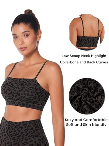 Image of Sunzel Adjustable Straps Sports Bra Padded Yoga Crop Top Light Support | Buttery Soft, Wireless, Adjustable Spaghetti Straps, Removable Pads, Bandeau Bra with Straps, Workout Gym Daily Wear