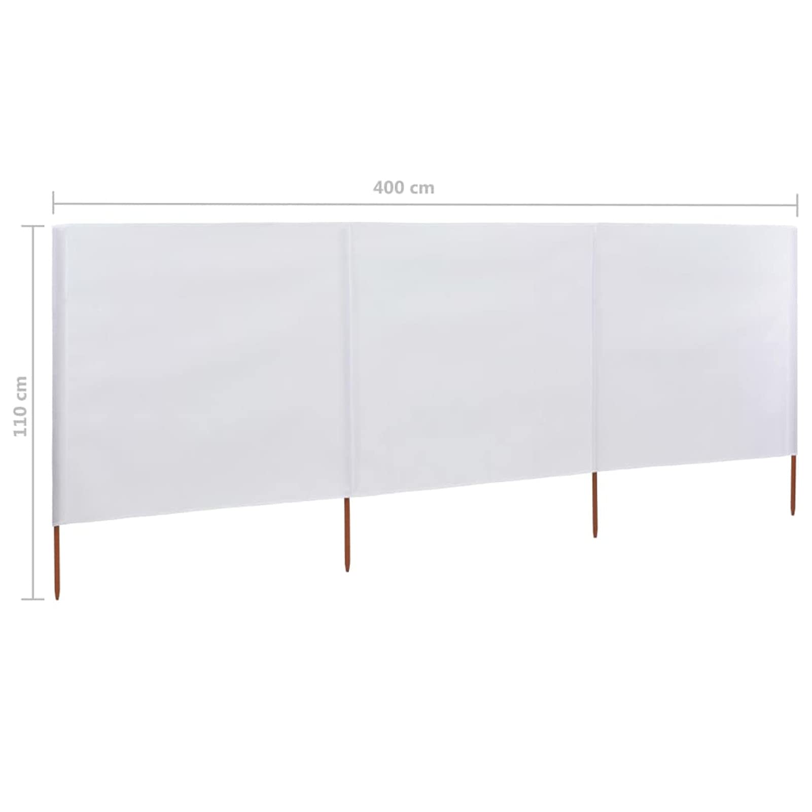 ShGaxin Paravento da spiaggia a 3 pannelli, tessuto bianco sabbia, 400 x 80 cm, antivento da spiaggia, tenda da spiaggia