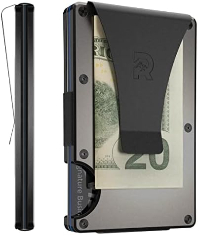 The Ridge Minimalist Slim Wallet For Men - RFID Blocking Front Pocket Credit Card Holder - Metal Wallet For Men With Money Clip (Gunmetal)
